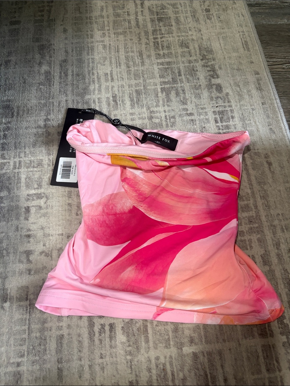 White Fox Boutique Pink & Hot Pink Floral Bandeau Swim Top